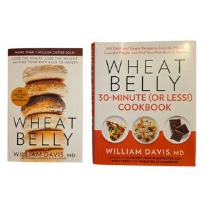 Wheat Belly Paperback Book And Wheat Belly Cookbook hardback by Wiliam Davis MD